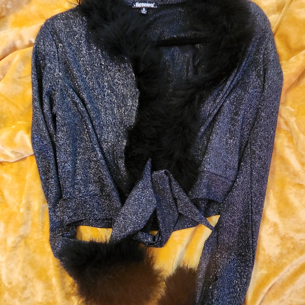 Marabou black sparkly dolls kill top 🖤